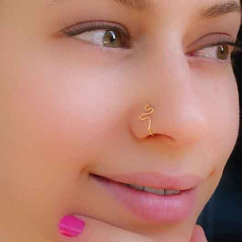 1pcs Copper Wire Spiral Fake Piercing Nose Ring Gold Silver Color Clip Nose Ring Also Can Be Ear Clip Cuff Jewelry