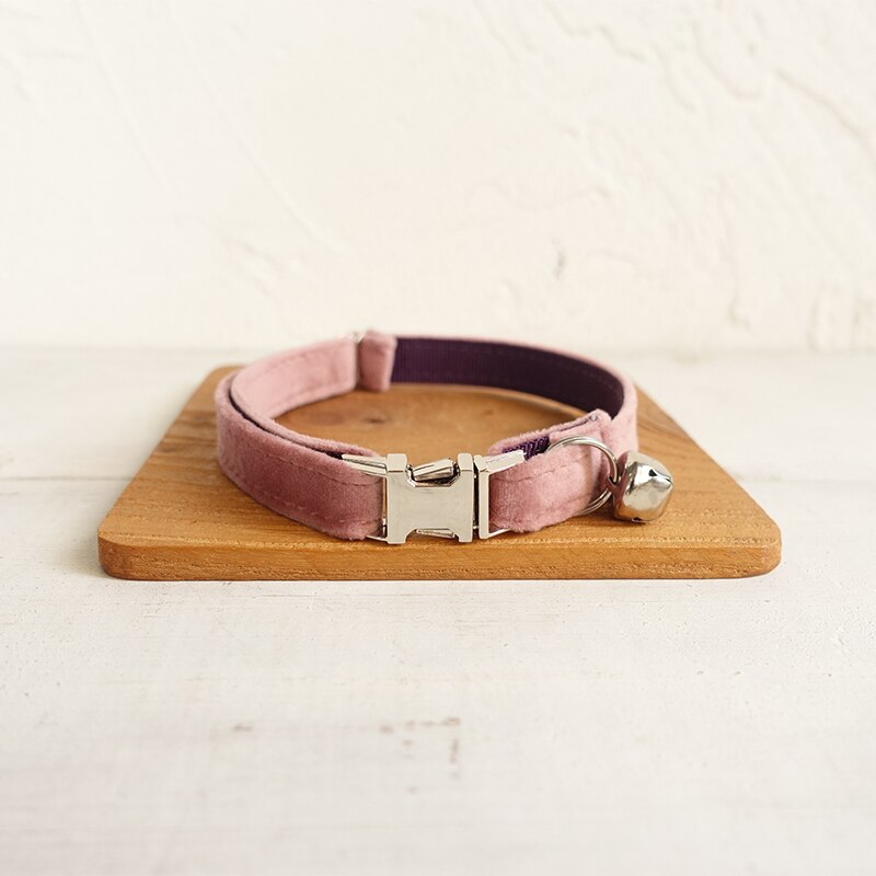 MUTTCO Adjustable cat collar THE BABY PINK handmade pet products 2 sizes metal buckle double cloth cat collar UCC080