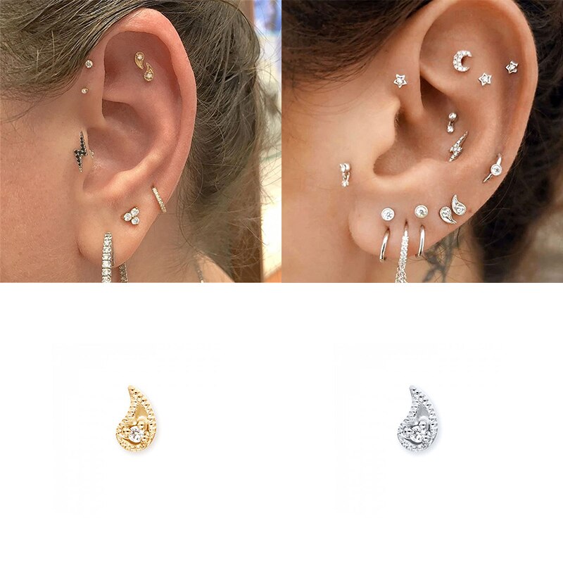 ROXI Flower Lightning Butterfly Cross Symbol Crown Eye Stud Earrings for Women Piercing Earrings Silver 925 Jewelry Pendientes