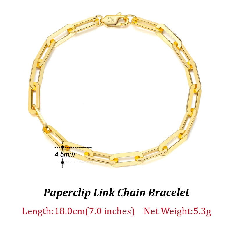 ORSA JEWELS 14K Gold Plated Genuine 925 Sterling Silver Paperclip Neck Chain 6/9.3/12mm Link Necklace for Women Men Jewelry SC39 - Charlie Dolly