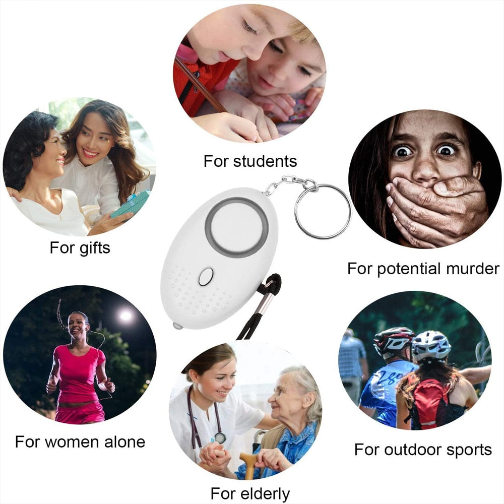 Portable Self Defense 130dB Anti Aggression Personal Security Alarm Keychain LED Lights Emergency Safety For Women