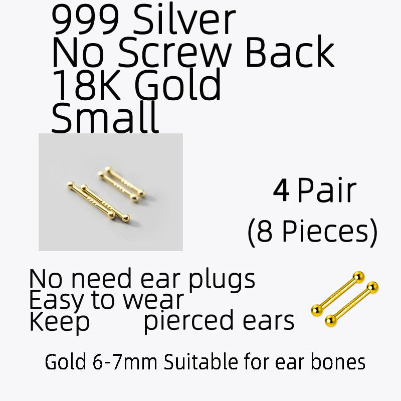 La Monada Sterling Silver Stud Earrings Women Two Ball Fine 925 Silver Jewelry Woman Earrings Stud Silver 999 Keep Piercing Nut