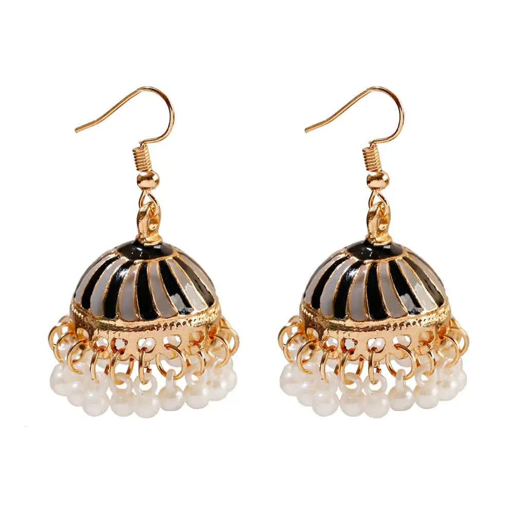 Pearl Bead Indian Jhumka Hanging Earrings Jewelry