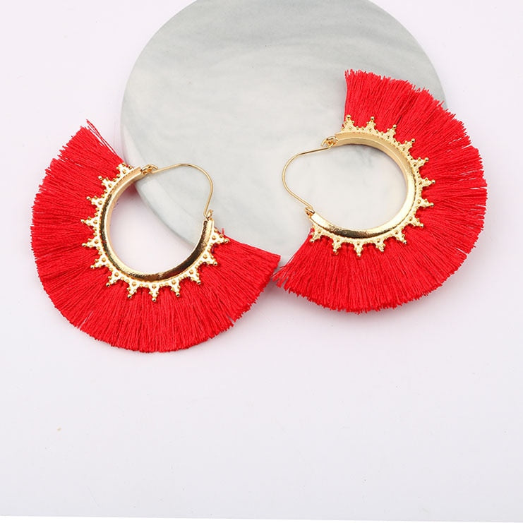 Round Tassel Earrings for Women Jewelry Drop Dangle Earrings Pendientes Mujer Moda Brincos Party Wedding Statement Earrings