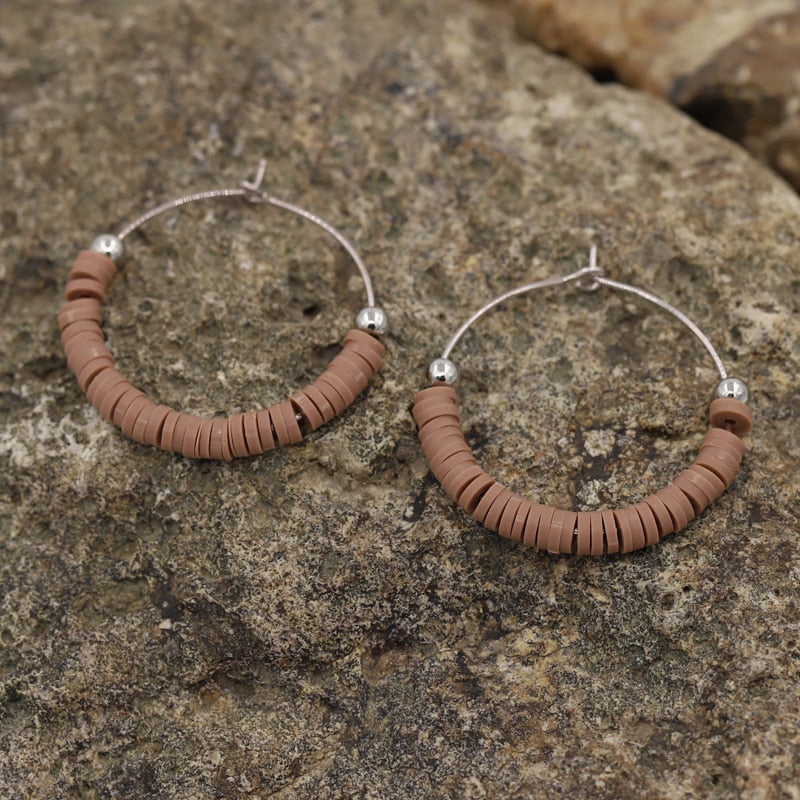 Multicolor Boho Hoop Earrings 2023 New Fashion Colorful Clay korean Jewelry Earrings Accesories for Women Girls