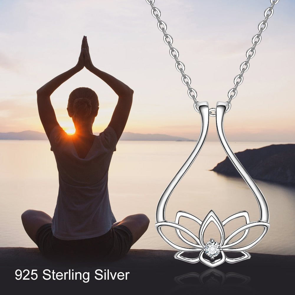 Ring Holder Necklace Lotus Flower 925 Sterling Silver Engagement Wedding Magic Rings Multiple for Women