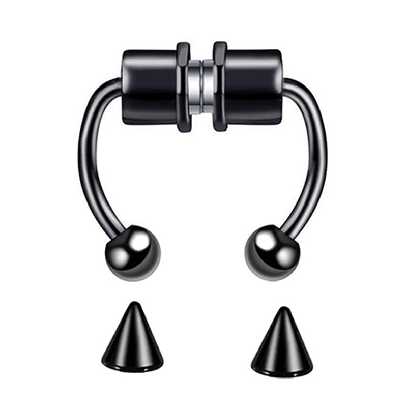 Fake Nose Ring Non Piercing Horseshoe Septum Piercing Magnetic Hoop Stainless Steel Reusable Magnet Punk for Women Jewelry Gifts