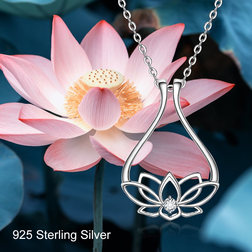 Ring Holder Necklace Lotus Flower 925 Sterling Silver Engagement Wedding Magic Rings Multiple for Women