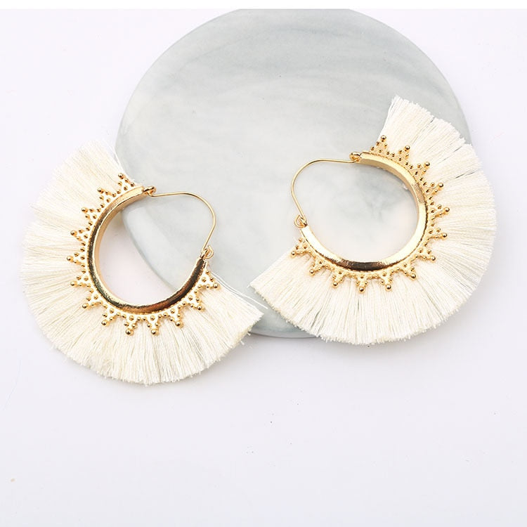 Round Tassel Earrings for Women Jewelry Drop Dangle Earrings Pendientes Mujer Moda Brincos Party Wedding Statement Earrings