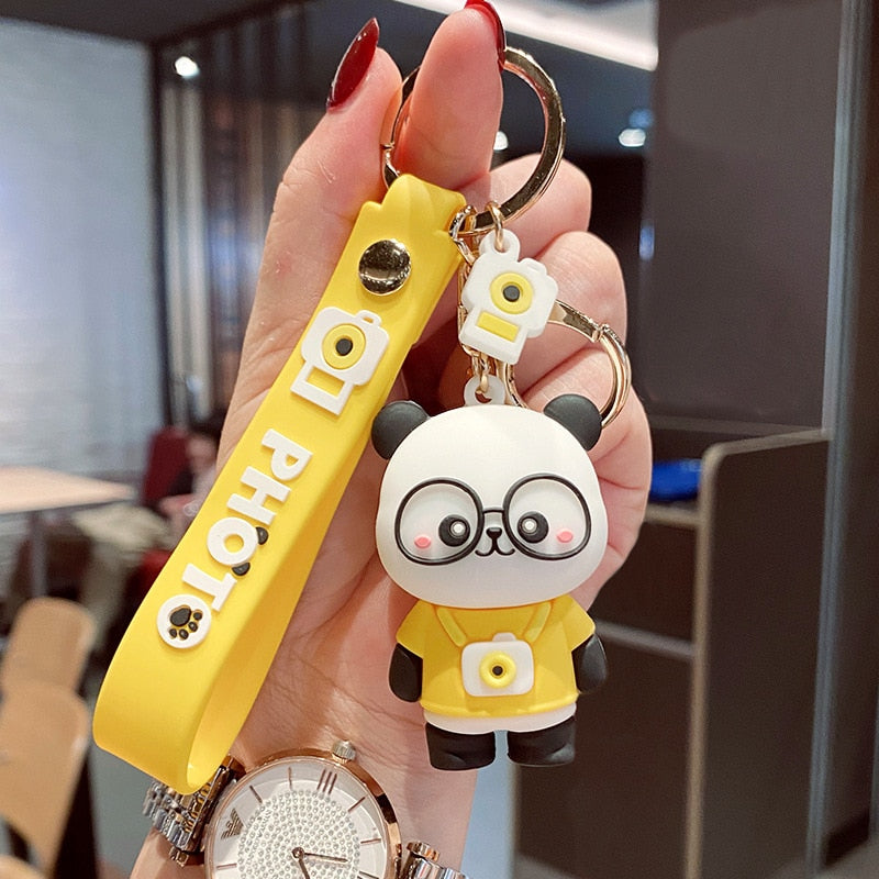 Cartoon Cute Panda Keychain Adorable Animal Keyring Men and Women Kids Bag Pendant Car Key Chain Key Ring Gift for Children