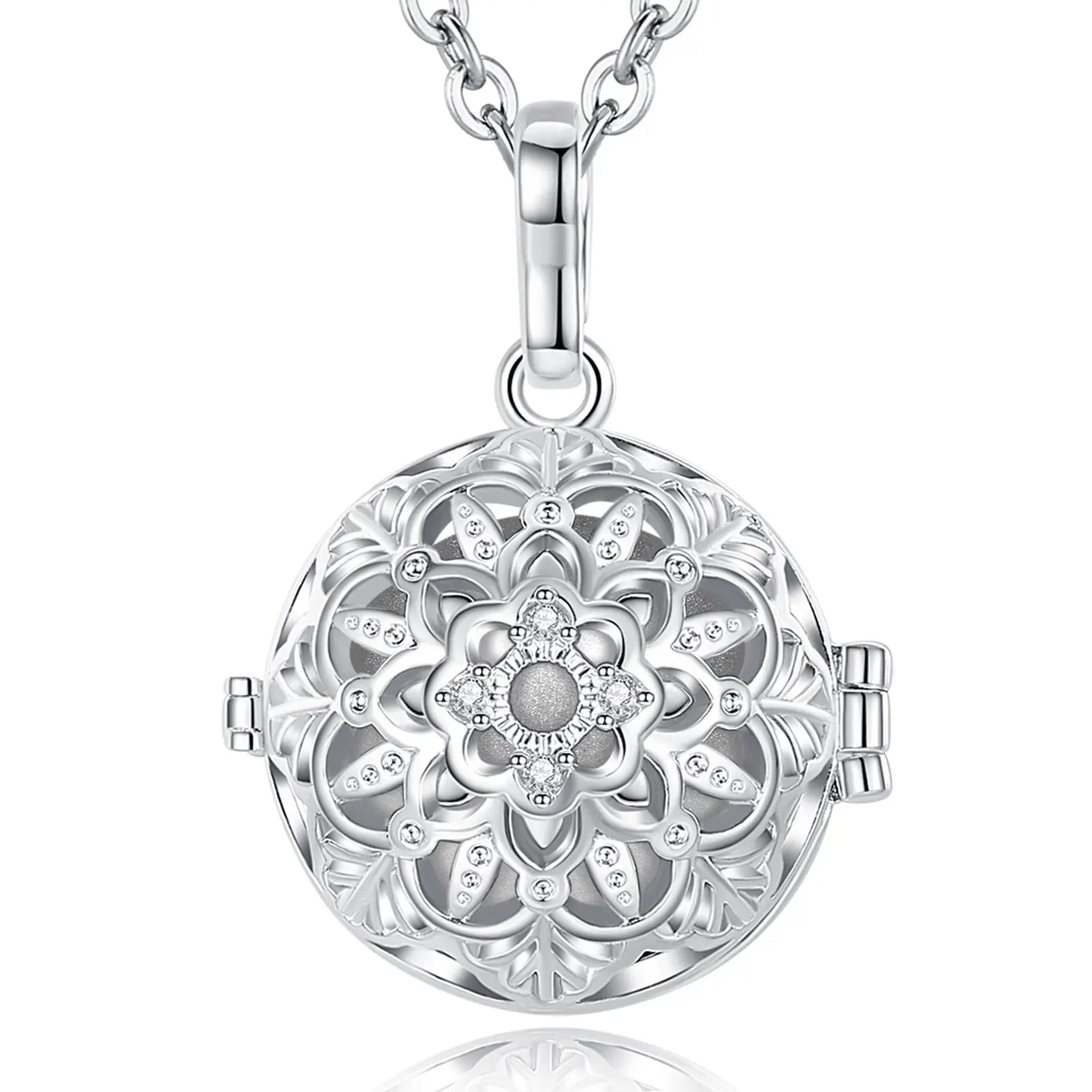 Eudora 18mm Harmony Ball Lotus Cage Pregnancy Bola Necklace, Angel Caller Amulet