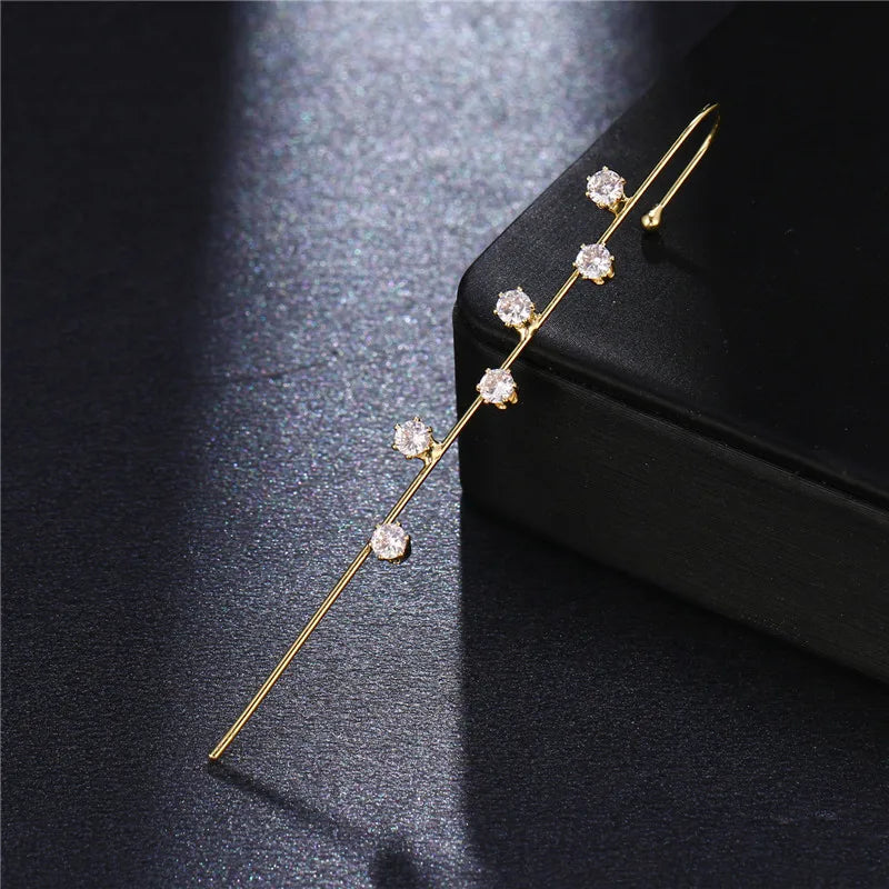Gold Zirconia Ear Crawler Climber Earrings Jewelry