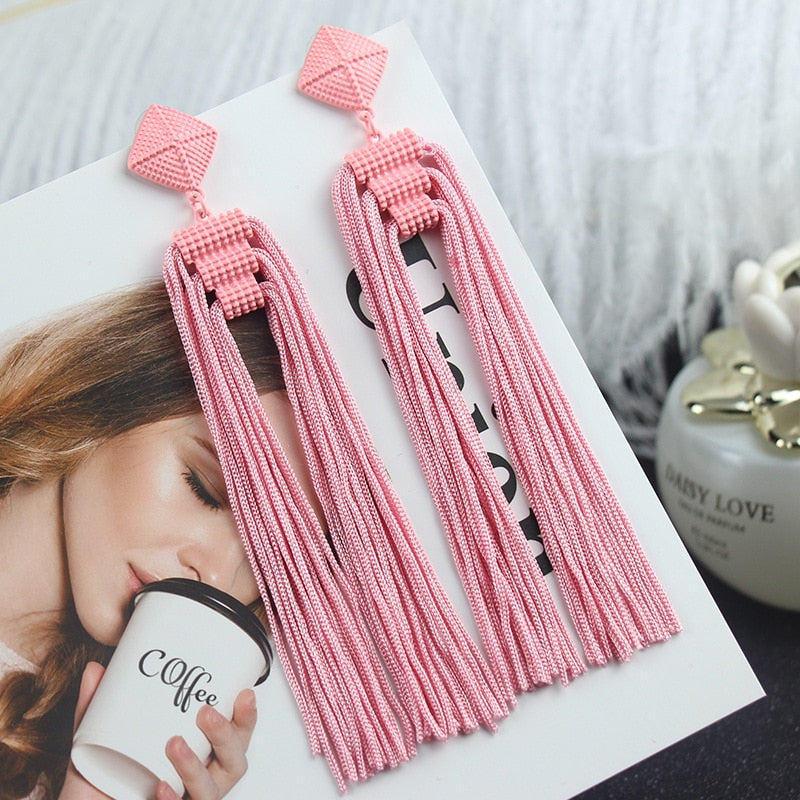 Long Tassel Earrings Fashion Jewelry 2023 Bohemia Statement Summer Dangle Aesthetic Earrings for Women Accessories Korean Style