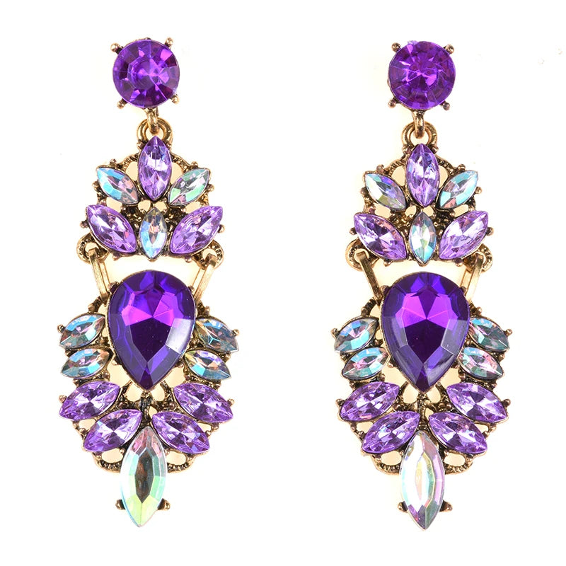 Crystal Water Drop Long Statement Earrings Jewelry