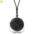 CSJA Obsidian Necklace Natural Stone Wolf Buddha Sculpture Tree of Life Animal Owl Men Necklaces Pendant Meditation Jewelry G644 - Charlie Dolly