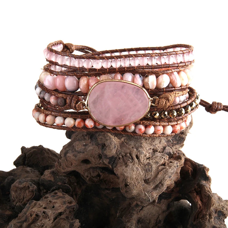 5-Strand Natural Stone Wrap Bracelet