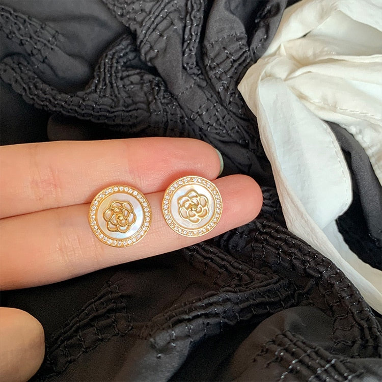 XIYANIKE Geometric Round Pearl Earrings Temperament Online Celebrity Earrings Personality Design Earrings