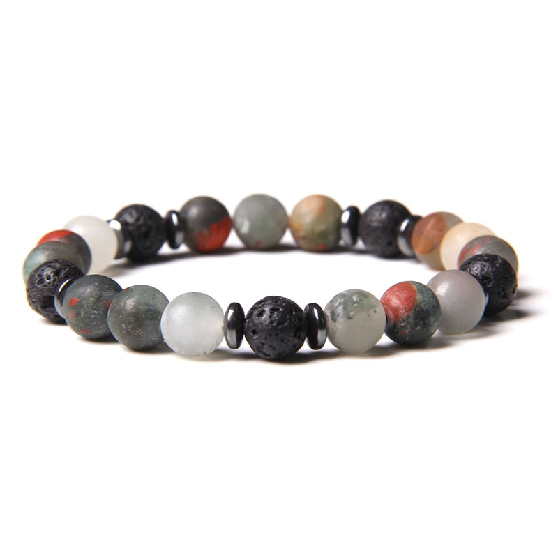 Natural Pink Zebra Stone Beads Bracelet 8mm Lava Volcanic Beaded Charm Bracelet Yoga Jewelry for Women Men Friendship Bracelet