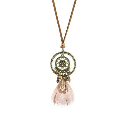 Feather Dreamcatcher Tassel Pendant Necklace Jewelry
