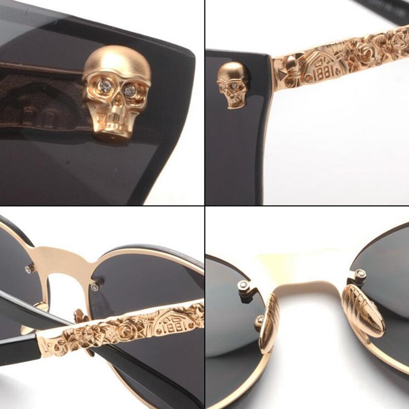 Emosnia Pink Sunglasses Rose Gold Skull Oversize Sunglasses Women Brand Designer Big Frame Sun Glasses For Female Ladies Eyewear