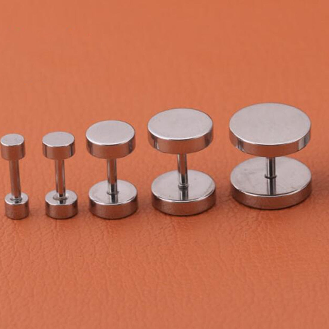 2Pcs Punk Black Unisex Stud Earring Barbell Piercing Earring For Men Women Gothic Street Pop Hip Hop Ear Jewelry Stainless Steel