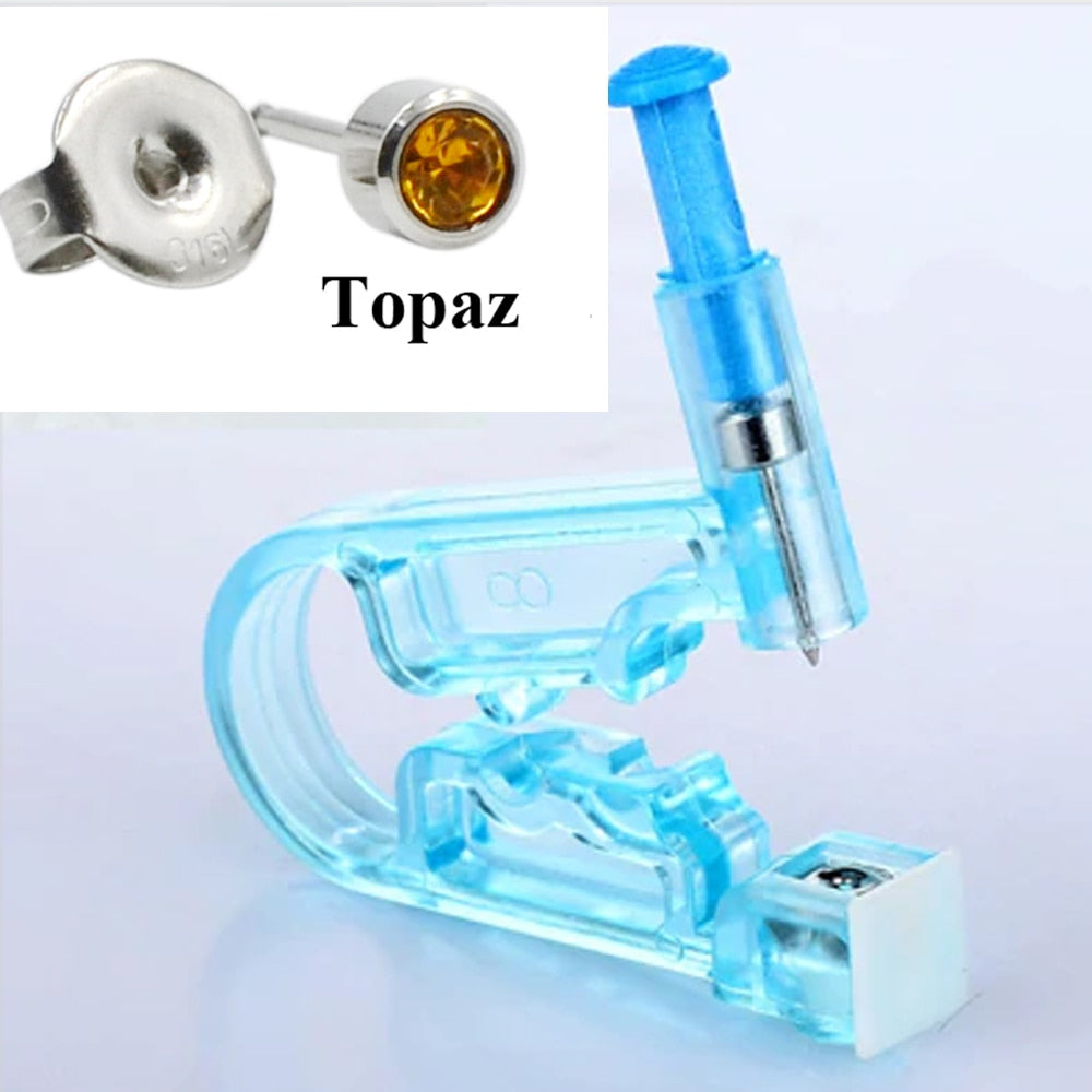 Disposable Sterile Ear Piercing Unit Cartilage Tragus Helix Piercing Gun Tool Kit Build In Steel Stud Earring Star Ball