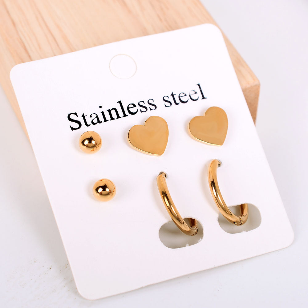 Stainless Steel Earrings Small Cute Butterfly Star Moon Heart Stud Earrings Set Punk Piercing Earing Women's Minimalist Jewelry
