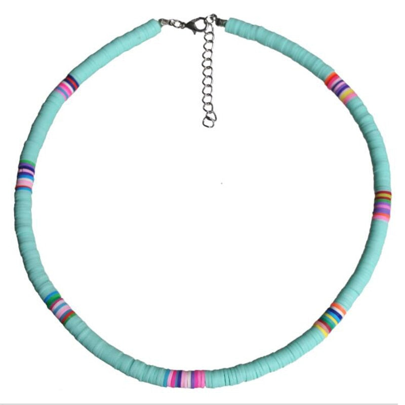 6MM Punk Polymer Clay Necklace Soft Pottery Choker Necklace Colorful Surfer Beads Collar Handmade Femme Jewelry Gifts