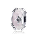 WOSTU Real 925 Sterling Silver Murano Glass Pink Beads Crystal Round Charms Fit Original Bracelet Pendant Luxury Jewelry Making - Charlie Dolly