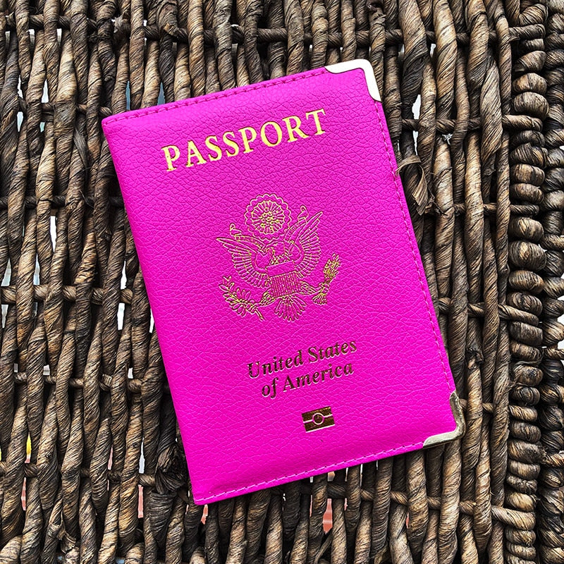 Personalised Passport Cover women With Name USA Cute Pink Personalized Passport Holder designer Travel Passport Case Pouch