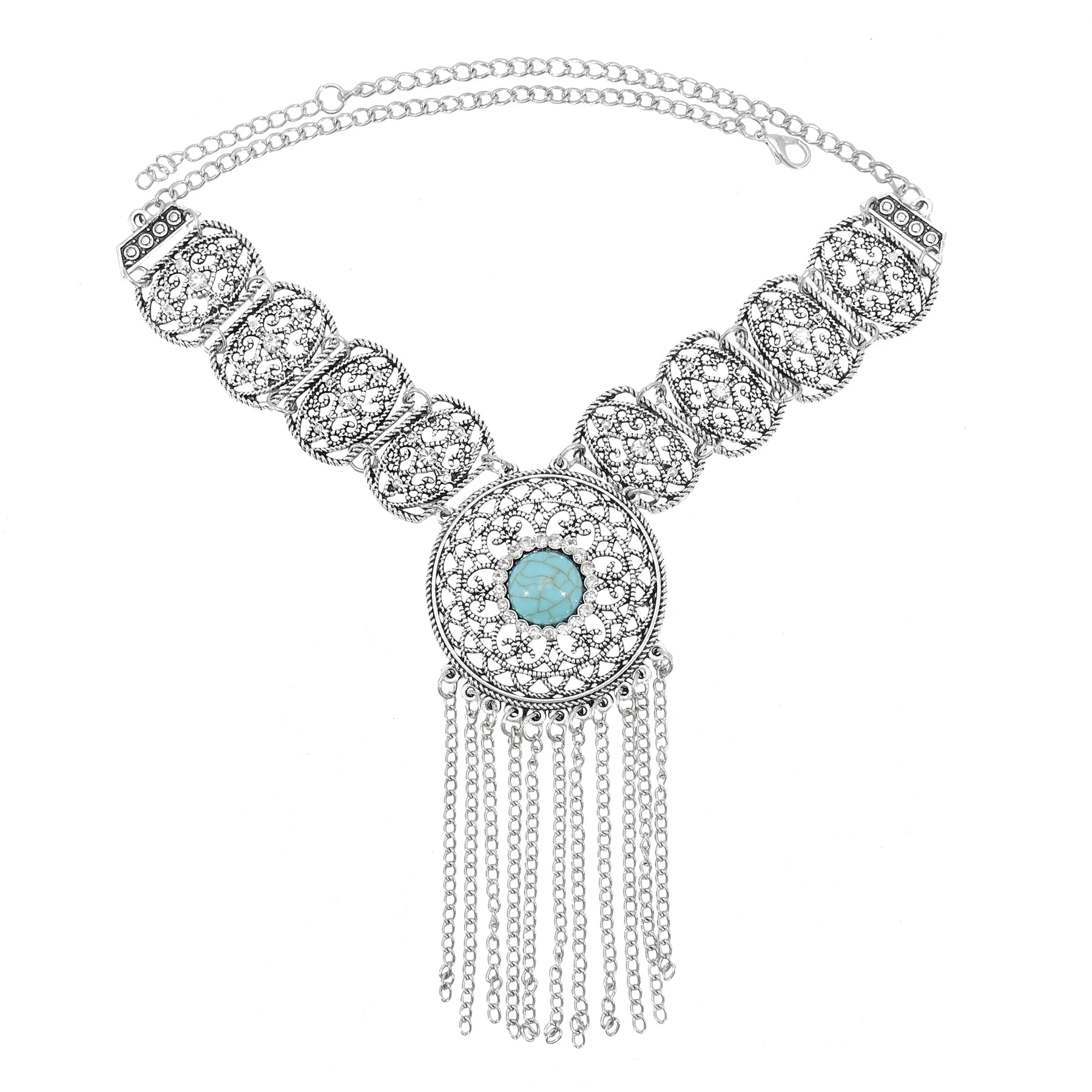Thread Feather Bead Long Tassel Necklace Jewelry