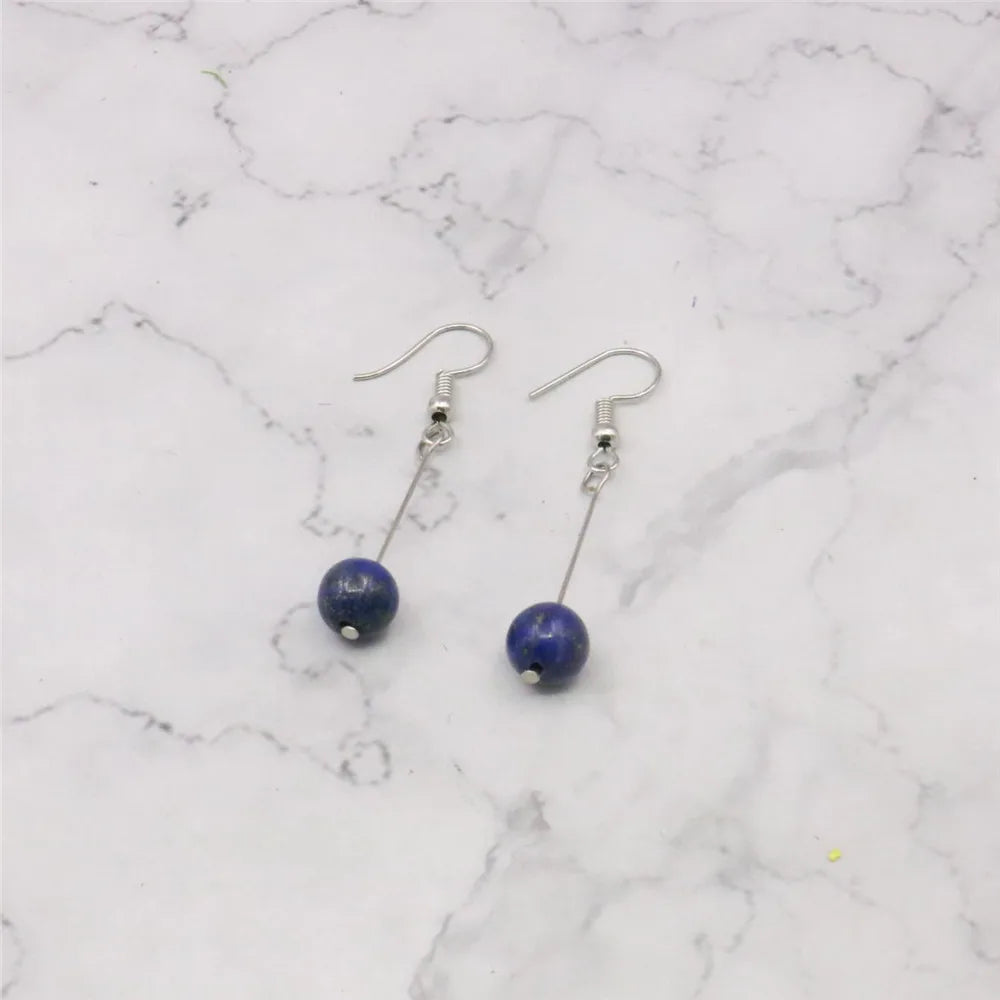 Jewelry set 8mm Egyptian Lapis Lazuli Round Beads necklace bracelet earrings Natural Stone Christmas gifts BV110 Wholesale Price - Charlie Dolly