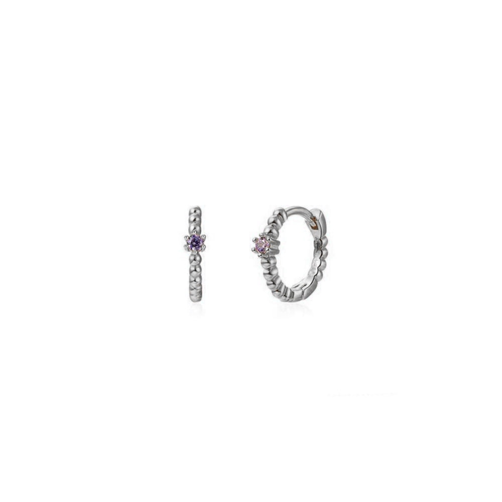 ANDYWEN 925 Sterling Silver 8mm Beads Huggies Middle Hoop Crystal Women Party Piercing Pendiente Clips Wedding Rock Punk Jewelry