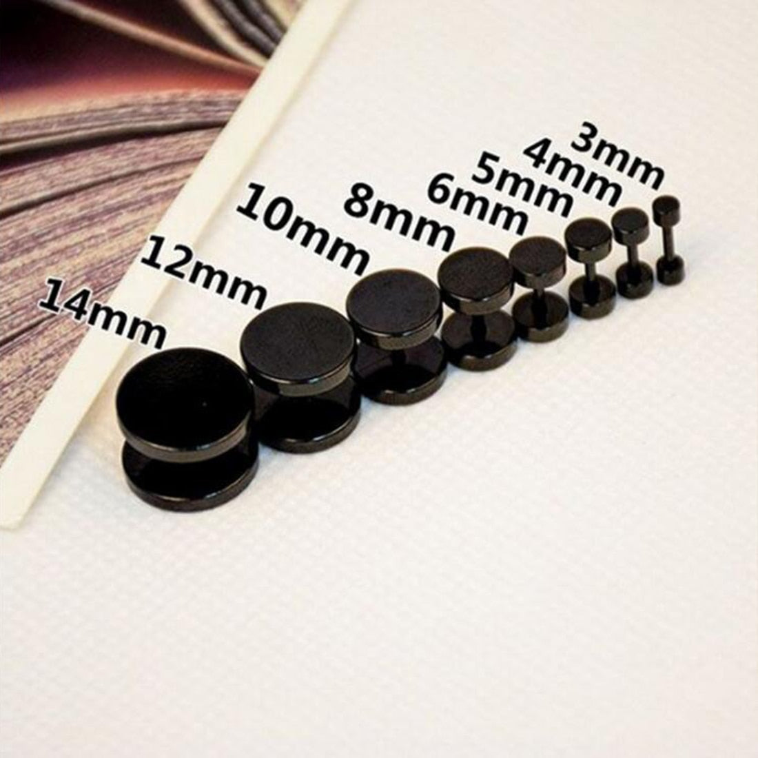 2Pcs Punk Black Unisex Stud Earring Barbell Piercing Earring For Men Women Gothic Street Pop Hip Hop Ear Jewelry Stainless Steel
