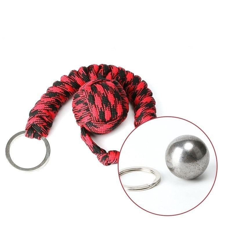 Key Chain With Self-defense Steel Ball 24cm 7-core Outdoor Equipment Parachute Cord Rope Keychain Wild Survival