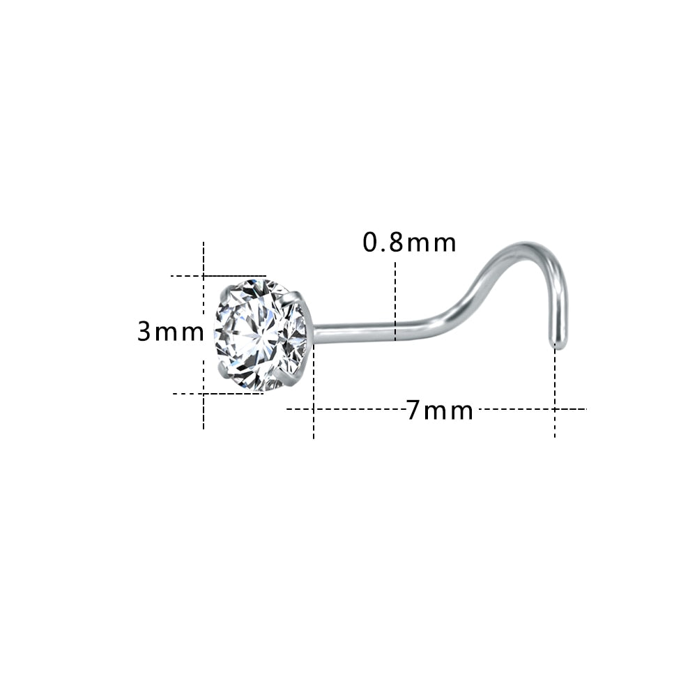 ZS 22g CZ Crystal Nose Studs Sets 12PCS/3PCS Nose Rings Studs Set Stainless Steel Nose Piercing Screws Fashion Nose Septum Rings