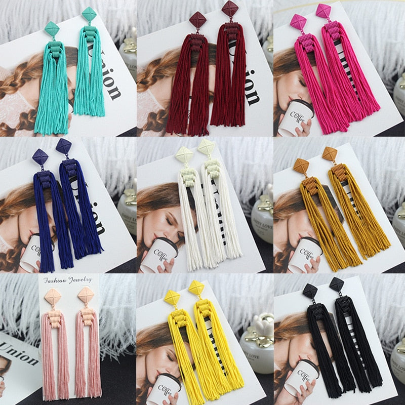 Long Tassel Earrings Fashion Jewelry 2023 Bohemia Statement Summer Dangle Aesthetic Earrings for Women Accessories Korean Style