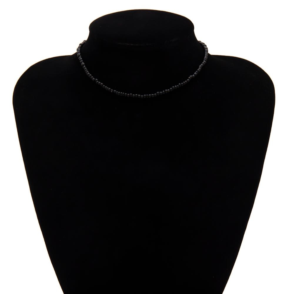 SHIXIN Separable 2 Layered White/Black Beads Necklaces Korean Small Beaded Conch Shell Choker Necklace for Women Fashion Collar