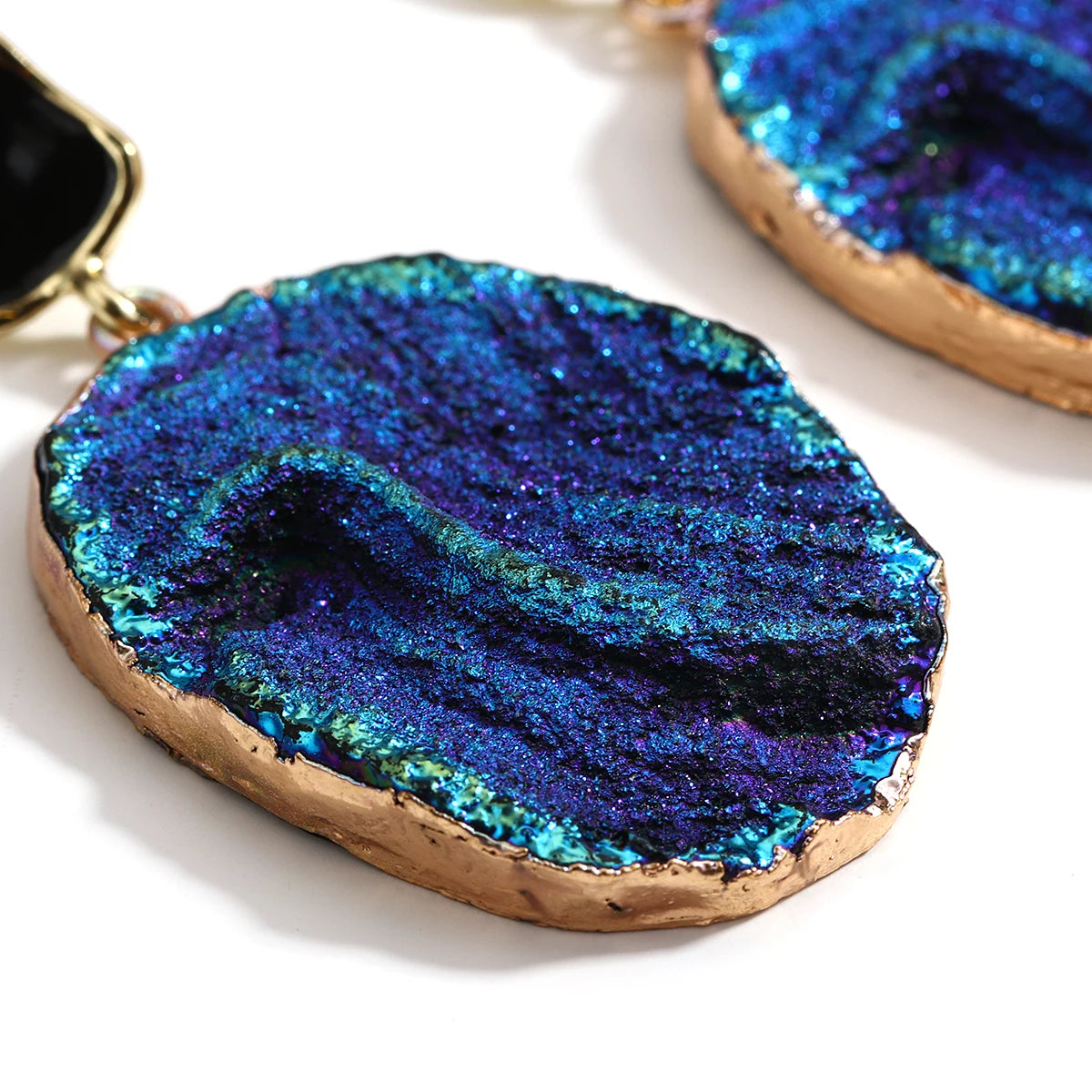 Volcanic Rock Abstract Drop Earrings, Starry Night Boho Jewelry