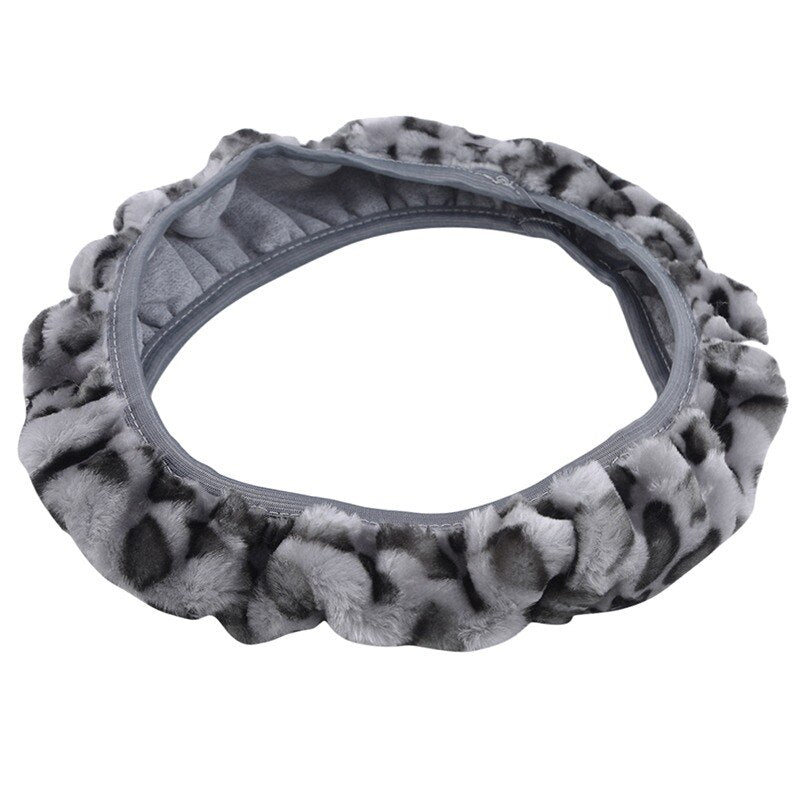 Car Steering Wheel Cover Gearshift Handbrake Cover Protector Decoration Warm Super Thick Plush Collar Soft Black Pink Women Man