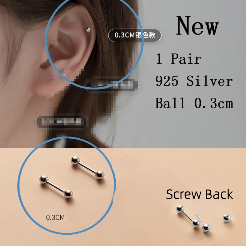 La Monada Sterling Silver Stud Earrings Women Two Ball Fine 925 Silver Jewelry Woman Earrings Stud Silver 999 Keep Piercing Nut