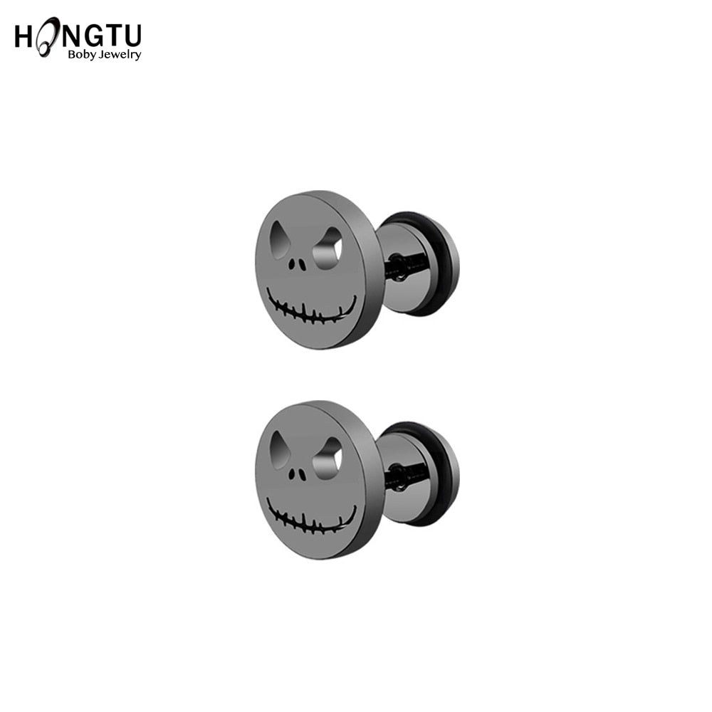 HONGTU 2Pcs Skull Ear Piercing Earring Stud Earrings Stainless Steel Ear Studs Small Earrings Female Punk 2020 Piercing Jewelry