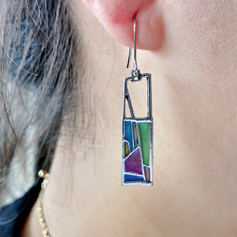 Green Enamel Coconut Leaf Pearl Drop Earrings Jewelry