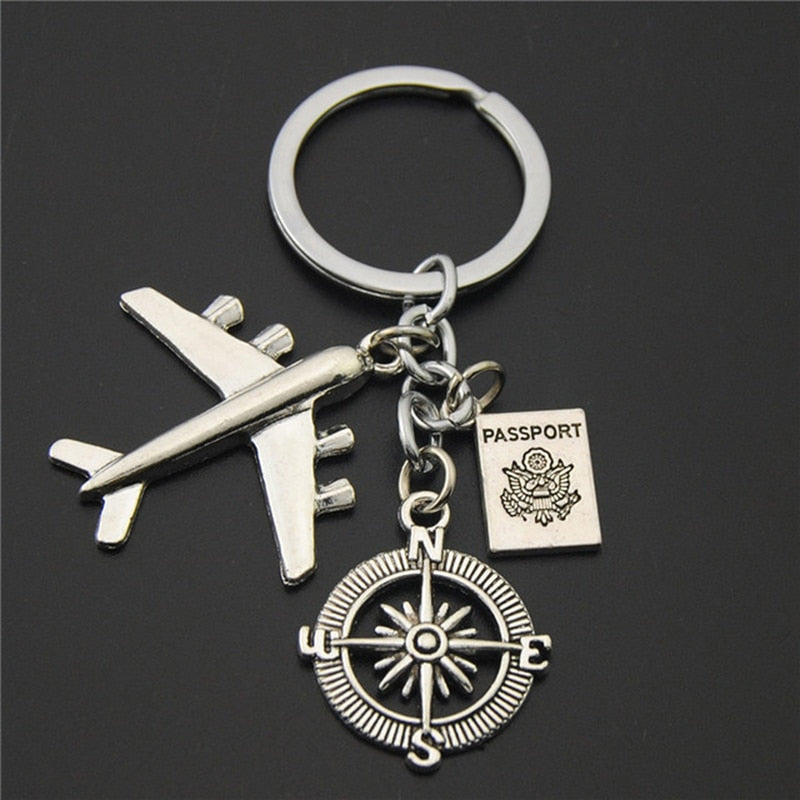 1PC Earth Plane Keychain Has Nowhere To Fall, Pendant Travel Key Ring Friendship Best Friend Jewelry Handmade By Diy