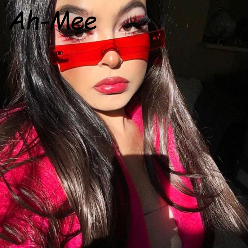Small Rectangle Sunglasses Women Vintage Brand Designer Red Pink Lens Sun Glasses Personality Narrow Shades gafas de sol