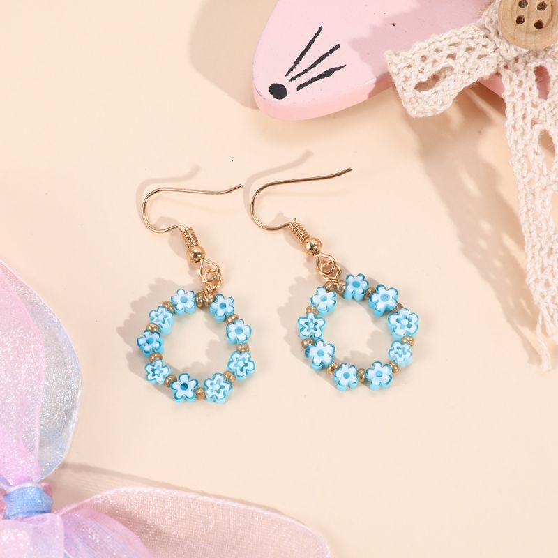 Fashion Boho Earrings For Women Colorful Style Sweet Flower Earrings Jewelry Spring Summer Floral Beaded Earrings Accessories