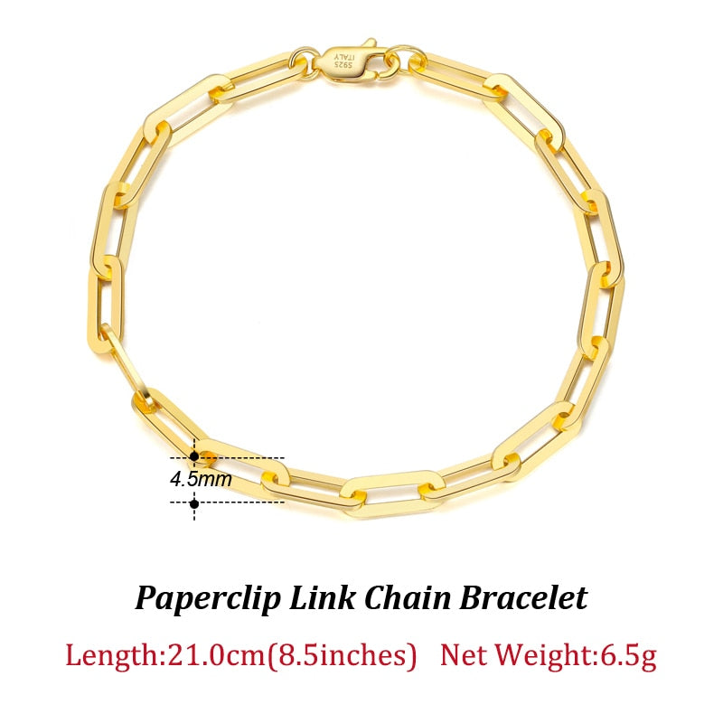 ORSA JEWELS 14K Gold Plated Genuine 925 Sterling Silver Paperclip Neck Chain 6/9.3/12mm Link Necklace for Women Men Jewelry SC39 - Charlie Dolly