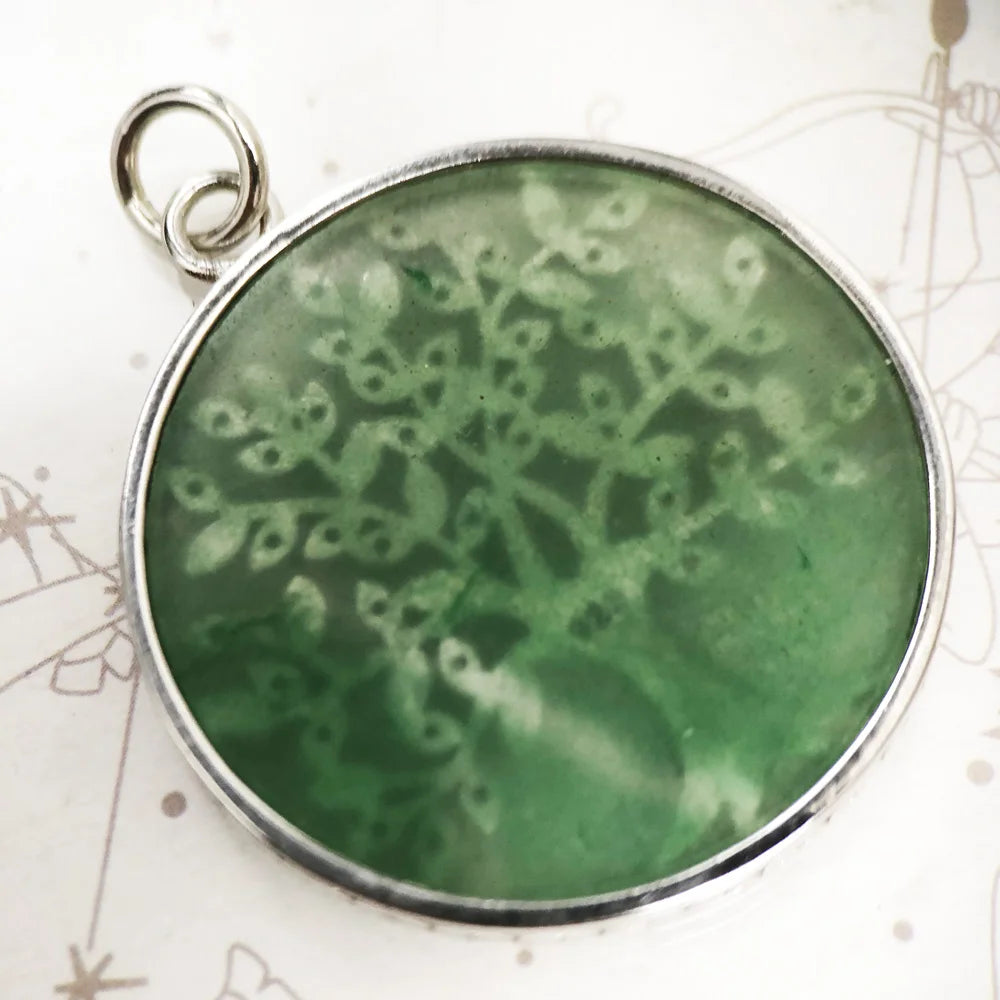S925 Silver Green Stone Tree of Life Pendant, Sacred Growth Amulet Necklace