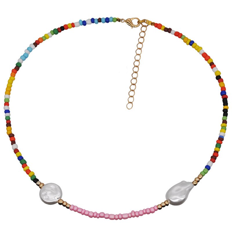 3 PCS OFF 10% Bohemian Colorful Seed Beads Necklace Long Horn Pendant Starfish Multi-layer Pearl Necklace Set For Women Jewelry