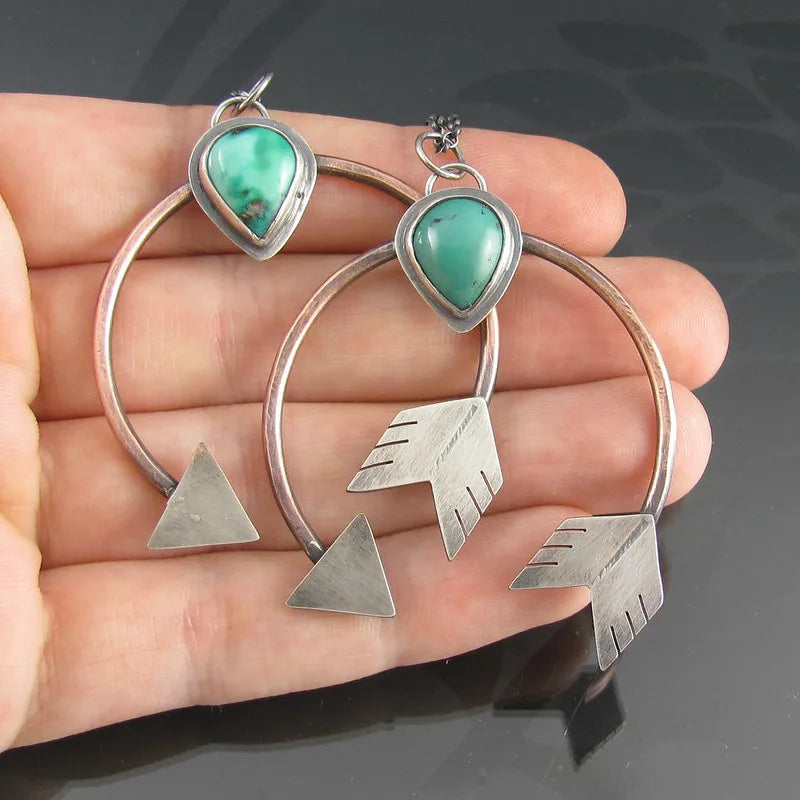 Green Enamel Coconut Leaf Pearl Drop Earrings Jewelry